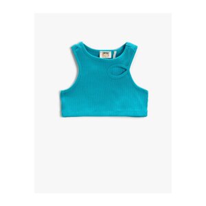 Koton Window Detailed Crop Top Ribbed Sleeveless Cotton