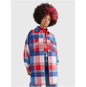 Red and Blue Women's Plaid Outerwear Tommy Jeans - Women