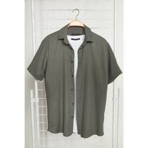 Trendyol Khaki Men's Regular Fit Short Sleeve Textured Knitted Shirt