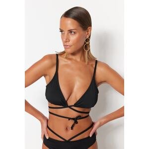 Trendyol Black Triangle Tie Bikini Top