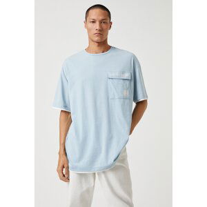 Koton Oversize College T-Shirt, Crew Neck Pocket Detailed, Printed.