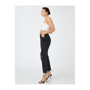 Koton Ripped High Waist Jeans Slightly Skinny Leg - Mom Jean