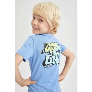 DEFACTO Boy's Crew Neck Printed Back Short Sleeve T-Shirt