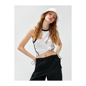 Koton Crop Singlets Cotton Crew Neck Piping Detailed