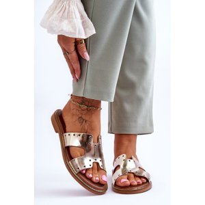 Women's sandals with decorative cut-outs gold Emily