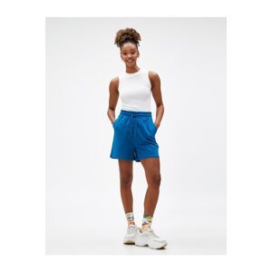 Koton Knitted Cotton Shorts with Lace Waist and Pocket Detail