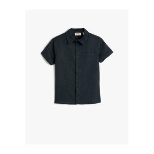 Koton Linen Shirt Short Sleeve Pocket Detailed