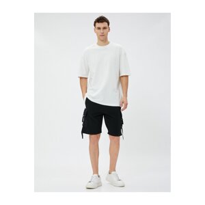 Koton Cargo Shorts Pocket Buttoned Ribbed Color Contrast