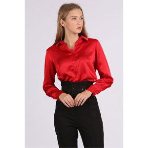 Bigdart 3964 Lightly Flowy Satin Shirt - Claret Red