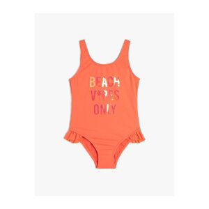 Koton Swimsuit with Straps, Frill Detailed Printed