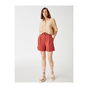 Koton Belted Shorts Linen Blend With Pockets