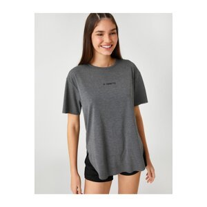 Koton Oversize Sports T-Shirt Printed Short Sleeve Crew Neck