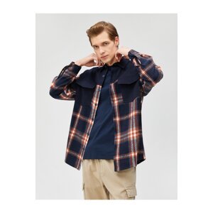 Koton Lumberjack Shirt with Block Detail, Classic Collar with Pocket