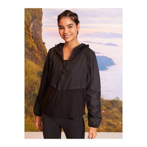 LC Waikiki Women's Outdoor Raincoat with a Hooded Long Sleeve, Plain Pocket Detailed.