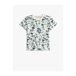 Koton T-Shirt Palm Print Short Sleeve Crew Neck Cotton