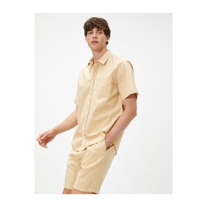 Koton Summer Shirt Short Sleeve Slim Fit Classic Collar Pocket Detailed