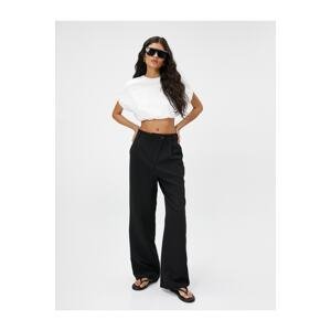 Koton Palazzo Trousers High Waist with Button Detail