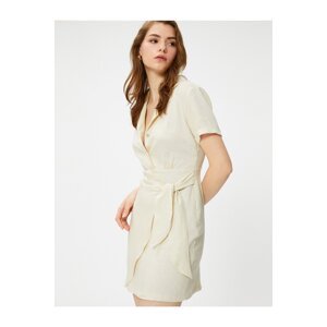 Koton Mini Shirt Dress Linen Blended Wrap Detail
