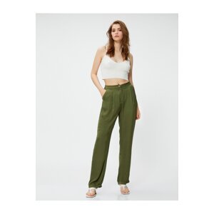 Koton High Waist Straight Leg Trousers with Pocket Pleat Detailed