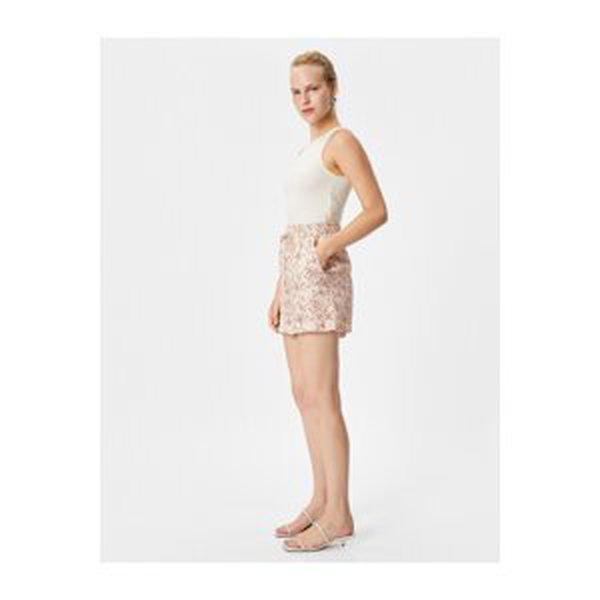 Koton Lace Waist Shorts Floral Viscose Pocket