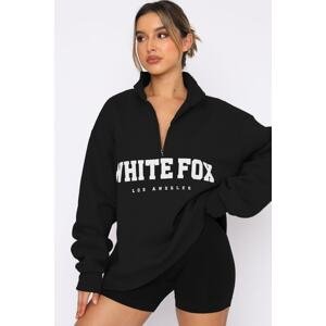 Madmext Black Zipper Detail Printed Sweatshirt