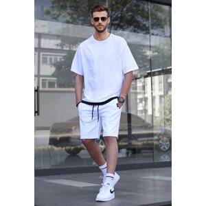 Madmext Oversized Men's White Shorts Set 5668