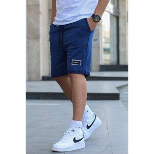 Madmext Navy Blue Regular Fit Basic Men's Capri Shorts.