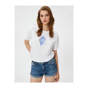 Koton Şahika Ercümen X Cotton - Shell Printed Cotton T-Shirt.