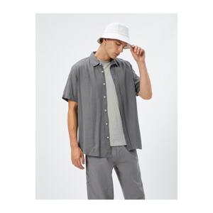 Koton Summer Shirt with Short Sleeves Turndown Collar Buttoned Cotton