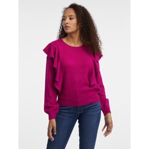Orsay Dark pink ladies sweater with ruffles - Women
