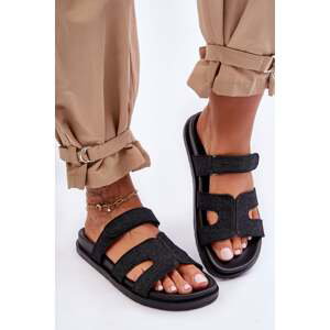 Women's Fabric Zippered Sandals Black Jose