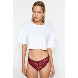 Trendyol Black-White-Burgundy 3-Pack Polyamide Brazilian Knitted Panties