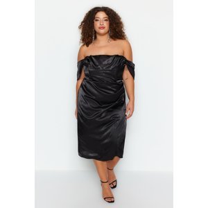 Trendyol Curve Black Satin Midi Woven Dress