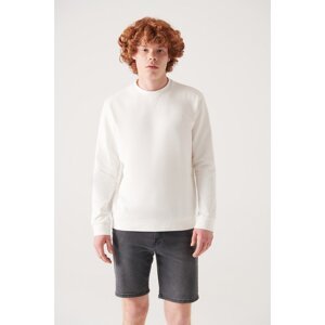 Avva Men's Ecru Crew Neck Cotton 2 Threads No Raising Flexible Comfort Fit Sweatshirt