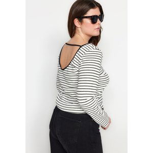 Trendyol Curve Black and White Striped Knitted Blouse With Low-Cut Back