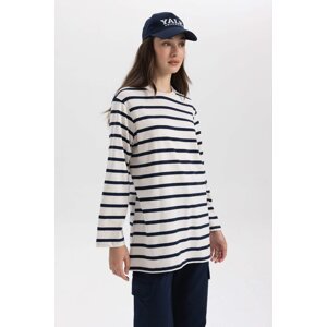 DEFACTO Regular Fit Crew Neck Striped Long Sleeve Tunic