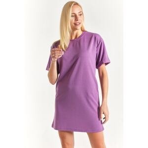 armonika Women's Lilac Short Sleeve Pocket Dress