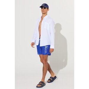 AC&Co / Altınyıldız Classics Men's Navy Blue Standard Fit, Normal Cut, Pocket Pocket Quick Dry Patterned Marine Shorts.