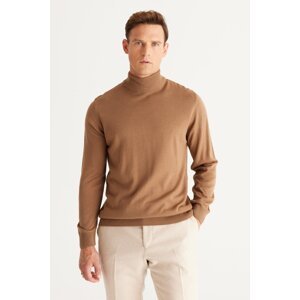 ALTINYILDIZ CLASSICS Men's Mink Anti-Pilling Standard Fit Normal Cut Half Turtleneck Knitwear Sweater