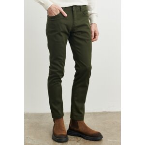 ALTINYILDIZ CLASSICS Men's Khaki Slim Fit Slim Cut Dobby Flexible Casual Trousers