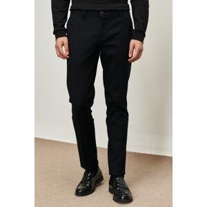 ALTINYILDIZ CLASSICS Men's Black Slim Fit Narrow Cut Dobby Flexible Casual Trousers