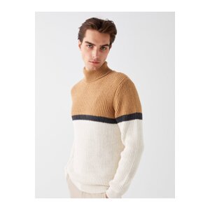 LC Waikiki Men's Turtleneck Long Sleeve Color Block Knitwear Sweater