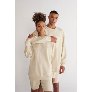 AC&Co / Altınyıldız Classics Unisex Beige Standard Fit Regular Cut Cotton Shorts with Pockets, Stretchy Knitted.