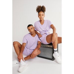 AC&Co / Altınyıldız Classics Unisex Lilac Standard Fit Regular Cut Cotton Shorts with Pockets, Stretchy Knitted.