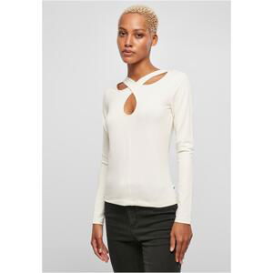 Ladies Crossed Cut Out Longsleeve whitesand