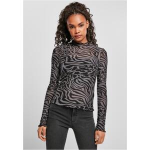 Women's turtleneck AOP Mesh - asphalt/black