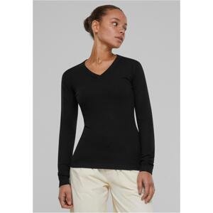 Women's knitted sweater with a V-neck in black