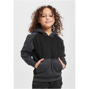 Boys' two-tone fake raglan hood with hood black/charcoal