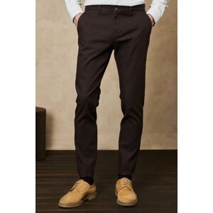 ALTINYILDIZ CLASSICS Men's Brown Slim Fit Narrow Cut Dobby Flexible Casual Trousers
