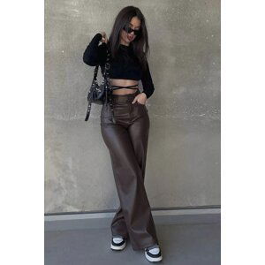 Madmext Mad Girls Brown Leather Trousers